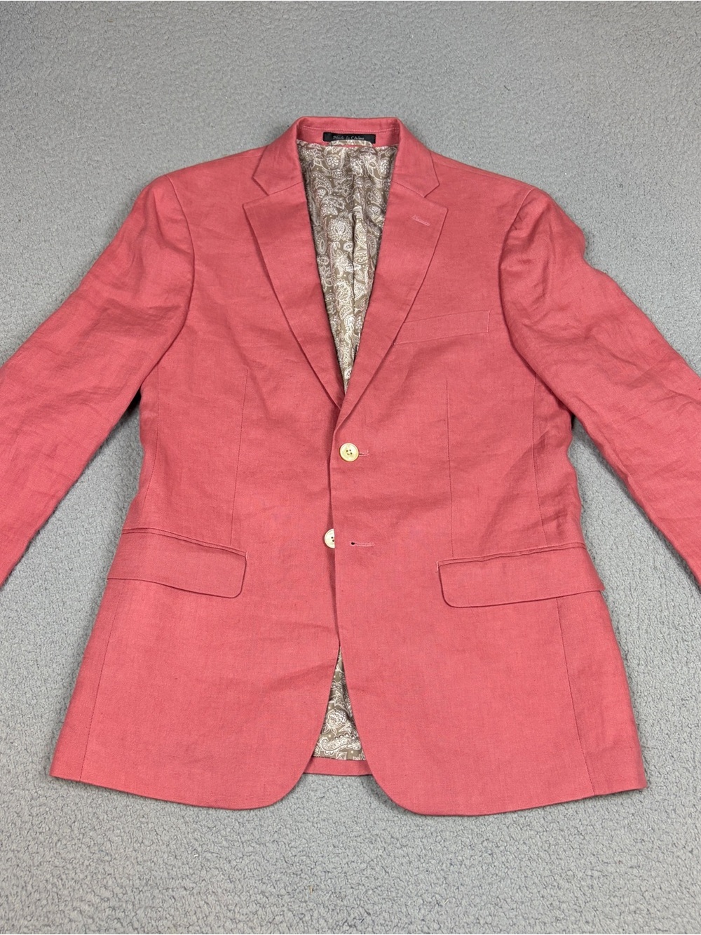 Lauren Ralph Lauren Linen Blazer Men's 36R Salmon Cocktail Party Wedding
